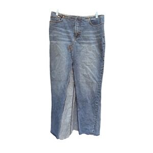 Vintage Y2K Parasitic Size 12 Maxi Denim Skirt with Front Slit Medium Wash